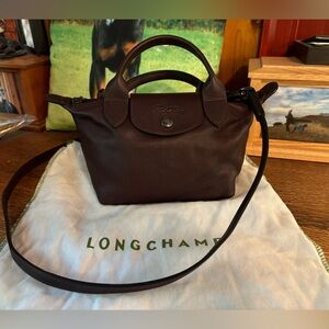 Longchamp Mini Le Pliage Cuir Leather Top Handle Bag